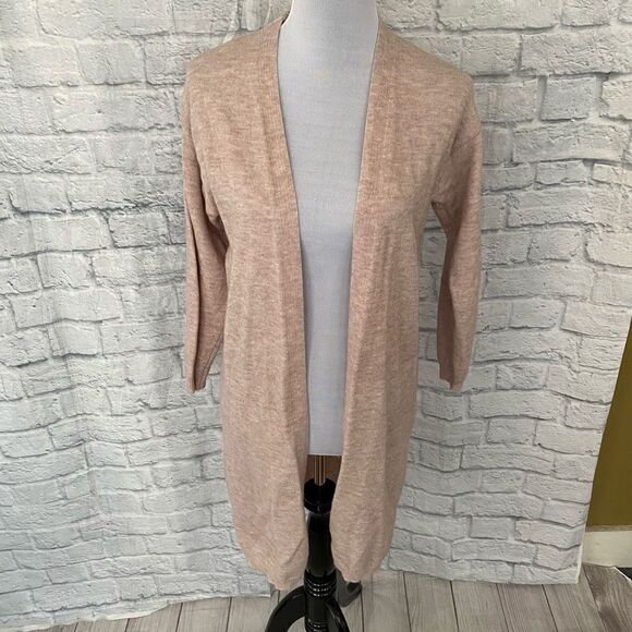 Love tree women S open front long line cardigan tan - Picture 1 of 11